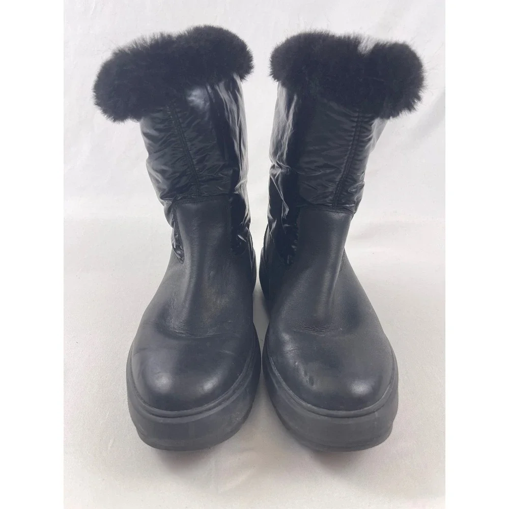 Geox Kaula B ABX Amphibiox Respira Womens Black Leather Faux Fur Winter‎ Boots 8